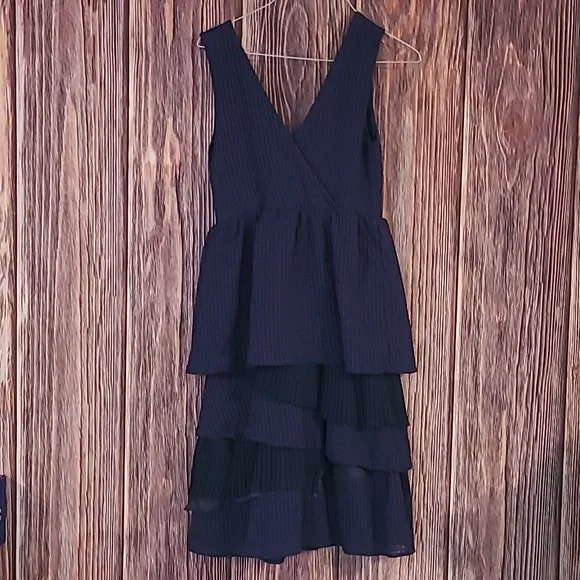 Chic Black Layered Women's High Low Dress - Picture 3 of 4